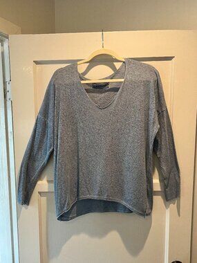 Baobab Slouchy Sweater in Lightweight Light-blue Cotton from Italy O/S